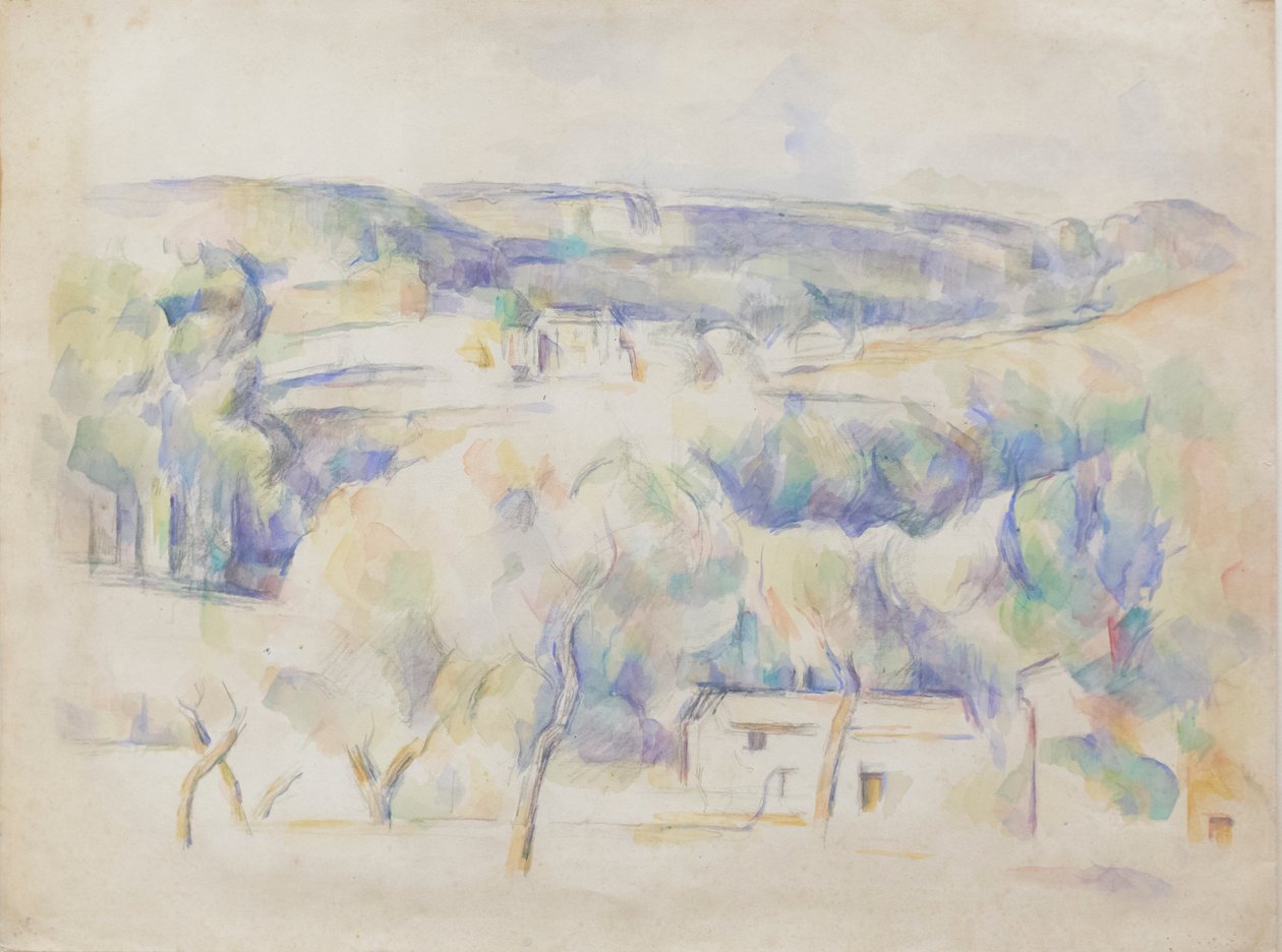 Dom i gaj, ok. 1890 r. (ołówek i akwarela na papierze) autorstwa Paul Cézanne