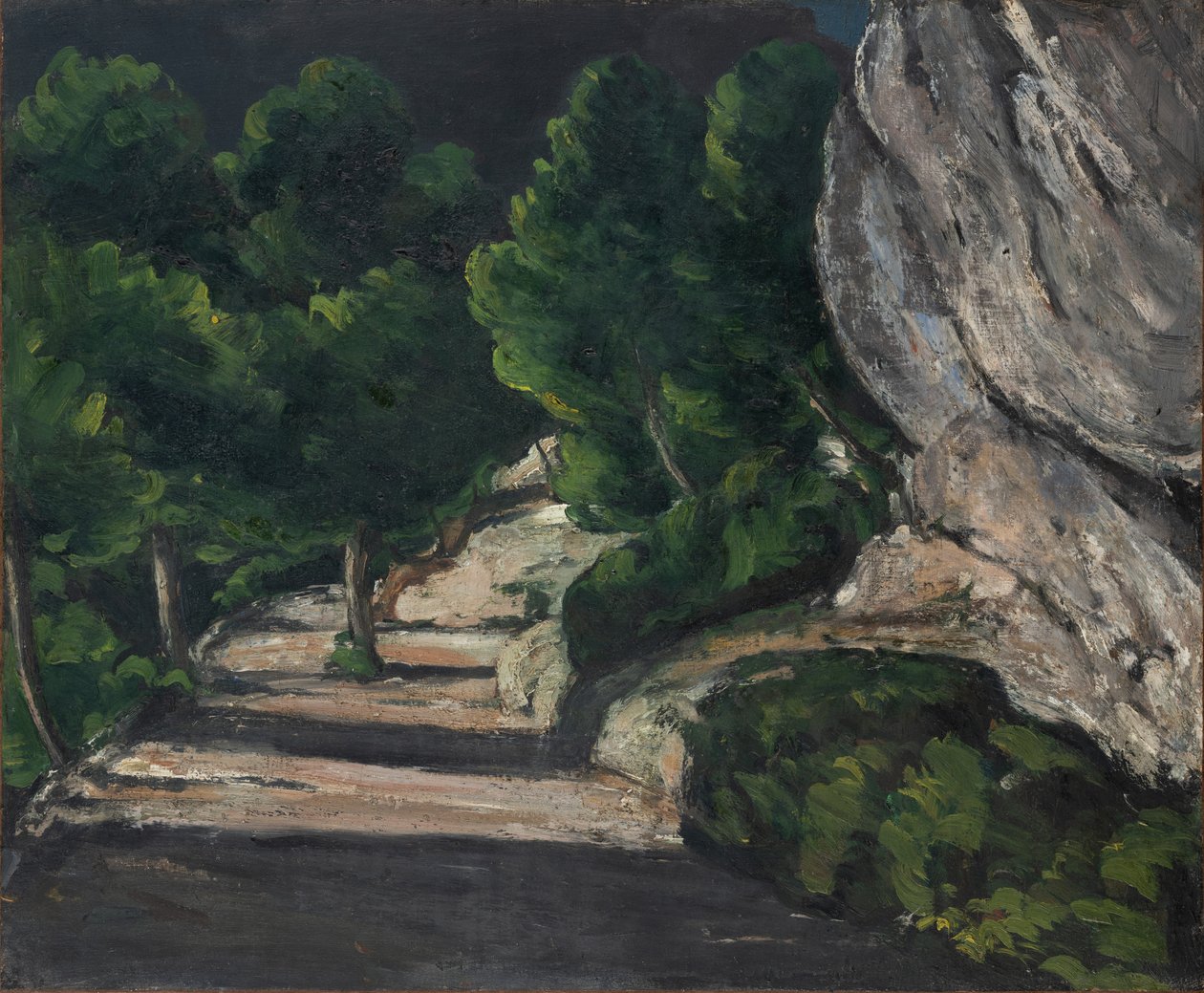 Krajobraz, Droga z drzewami w Górach Skalistych, ok. 1870-71 (olej na płótnie) autorstwa Paul Cézanne