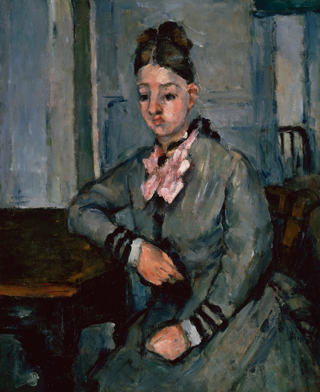 Madame Cezanne pochylony na stole, ok. 1873 (olej na płótnie) autorstwa Paul Cézanne