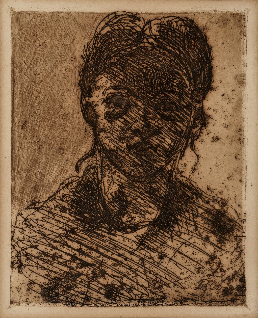 Dziewicza głowa. Grawerowanie Paula Cezanne