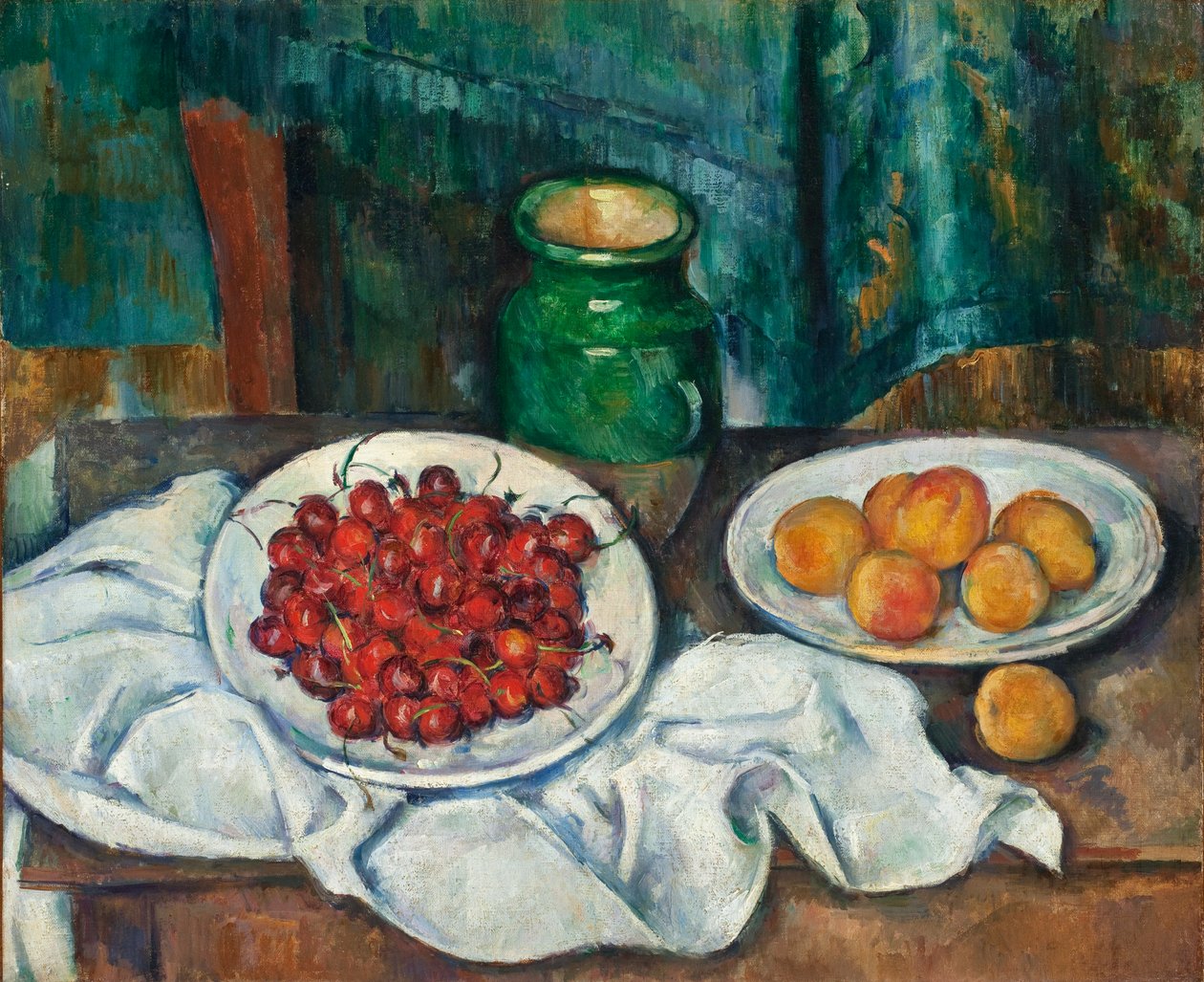 ""Nature morte aux cerises et aux peches"" (Martwa natura z wiśniami i brzoskwiniami) Peinture de Paul Cezanne (1839-1906) - 1885-1887 - Olej na płótnie Dim 50,2x61 cm Muzeum Sztuki Hrabstwa Los Angeles autorstwa Paul Cézanne