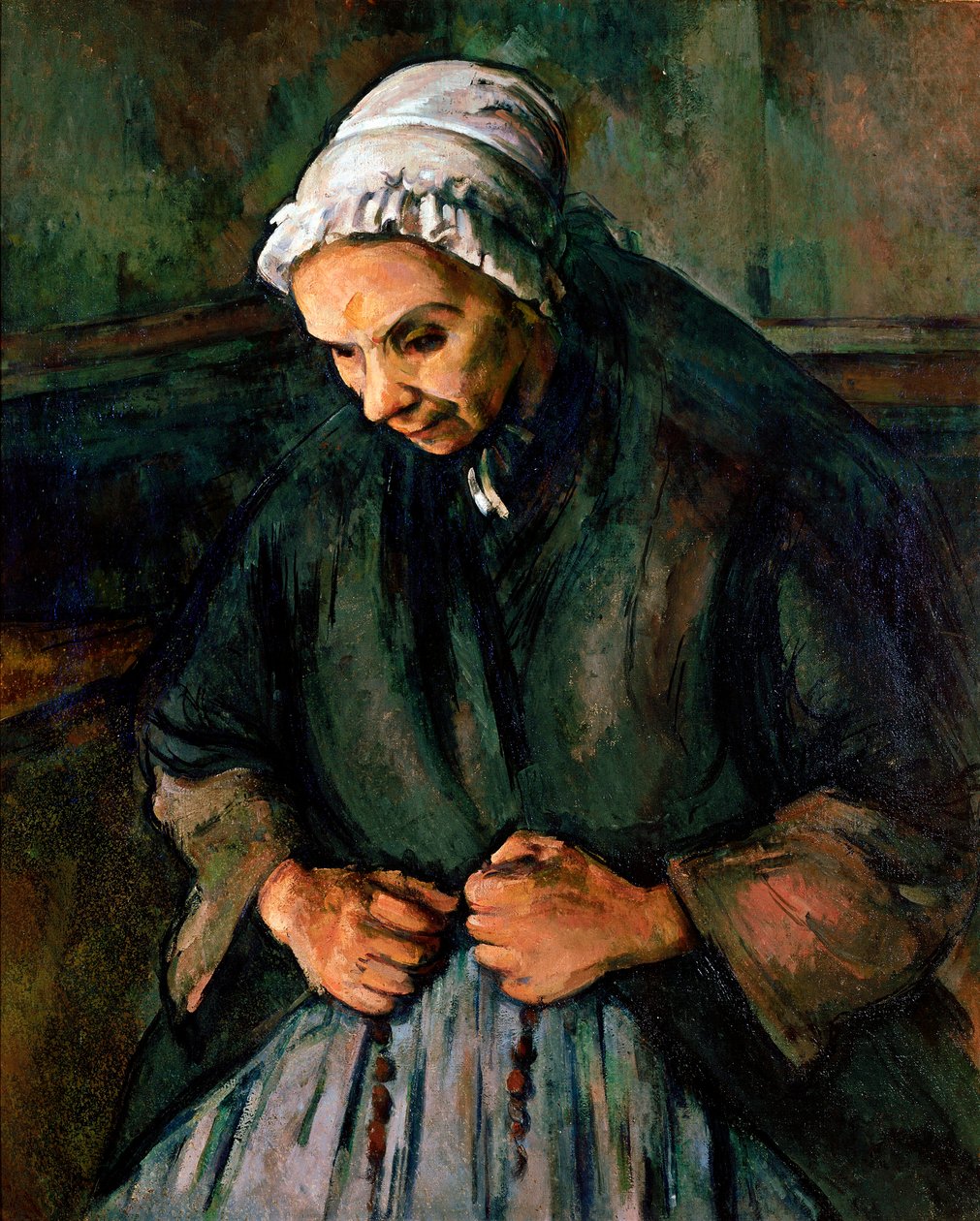 Stara kobieta przy różańcu Obraz Paula Cezanne