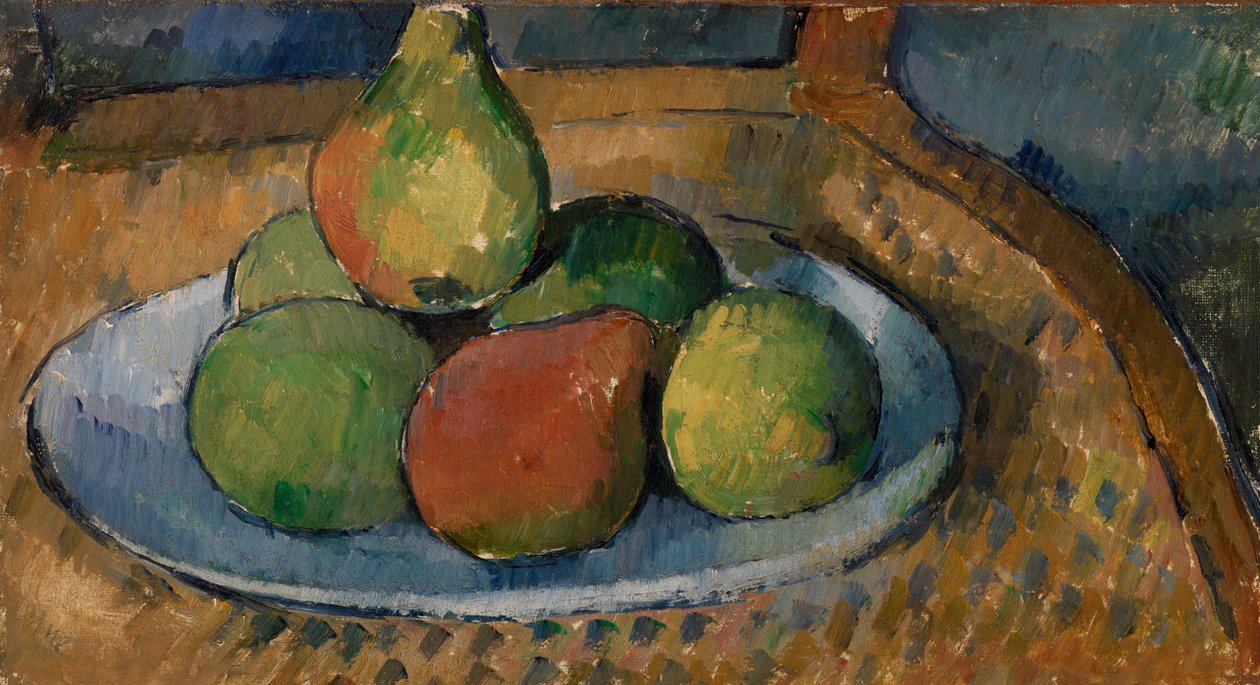 Talerz owoców na krześle autorstwa Paul Cézanne
