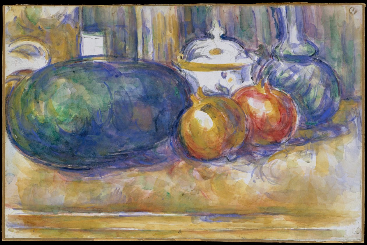 Martwa natura z Arbuzem i Granatami 1900-06 (w/c nad grafitem na papierze czerpanym) autorstwa Paul Cézanne