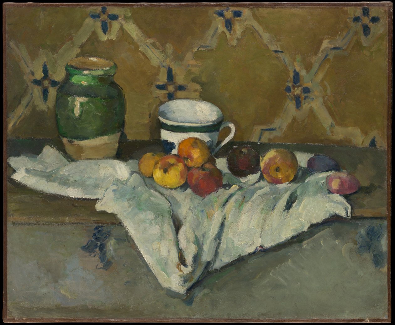 Martwa natura z dzbanem, filiżanką i jabłkami autorstwa Paul Cézanne