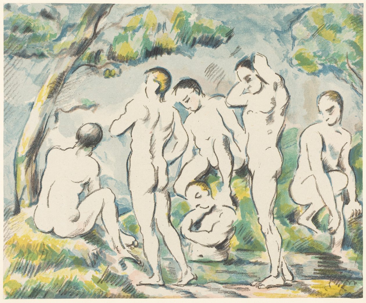 Kąpiące się (mała płyta) autorstwa Paul Cézanne