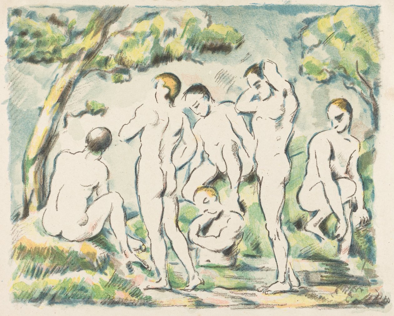Kąpiące się (mała płyta) autorstwa Paul Cézanne