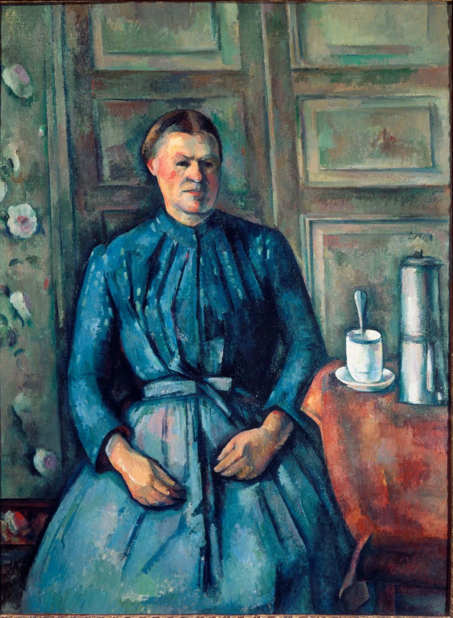 Kobieta z ekspresem do kawy (olej na płótnie) autorstwa Paul Cézanne