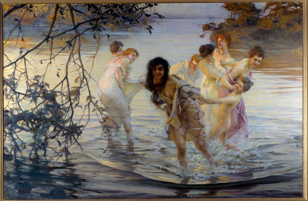 Happy ebats Młode kobiety zaokrąglają w wodzie. Obraz Paula Chabasa (1869-1937) 1899 Nantes, Muzeum Sztuk Pięknych autorstwa Paul Chabas