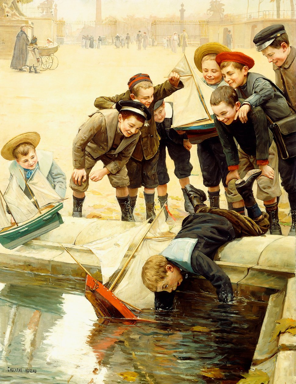 Chłopcy i ich żaglówki autorstwa Paul Charles Chocarne Moreau