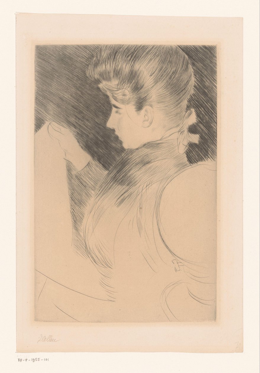 Portret nieznanej czytającej kobiety autorstwa Paul César Helleu (signed by artist)