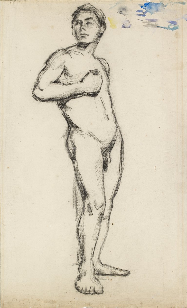 Akademickie studium aktu męskiego z prawą ręką zaciśniętą na piersi, 1865 autorstwa Paul Cézanne