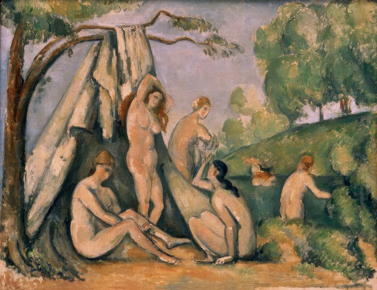 Kąpiących się przed namiotem autorstwa Paul Cézanne
