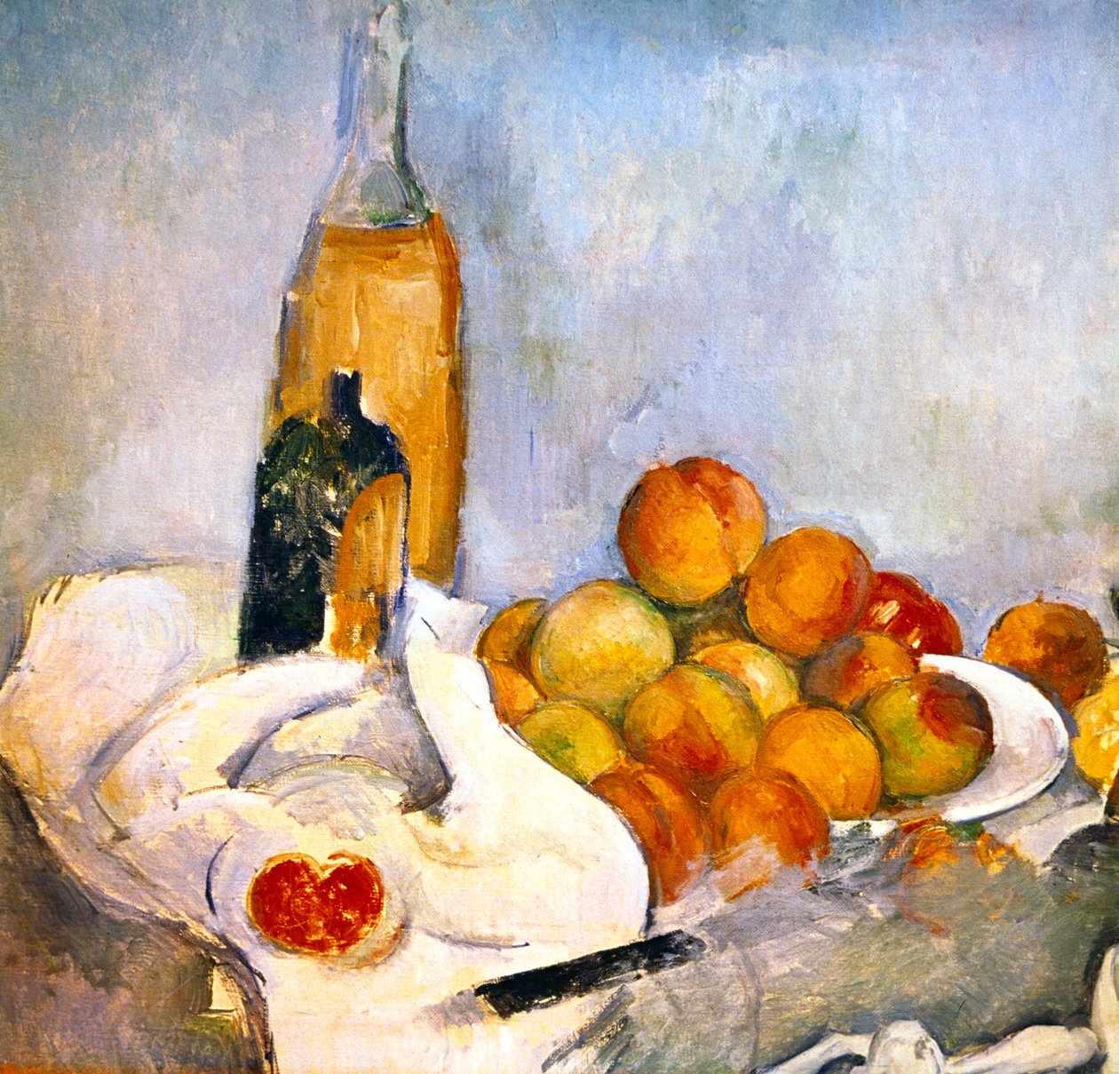 Butelki i Jabłka, c1870-1906 autorstwa Paul Cézanne