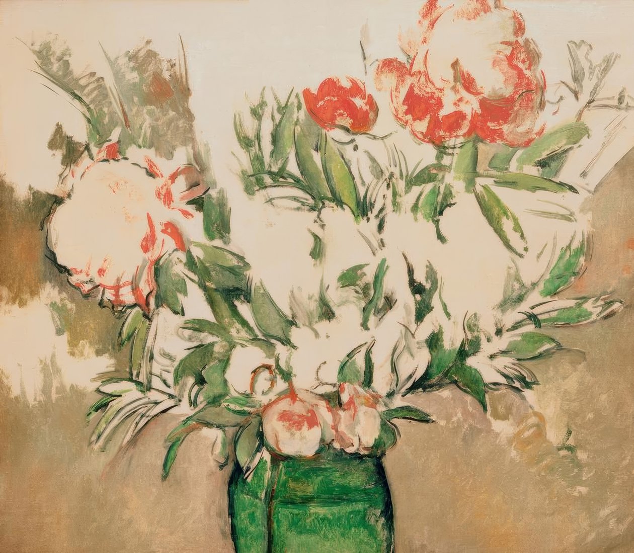 Bukiet piwonii w zielonej doniczce autorstwa Paul Cézanne