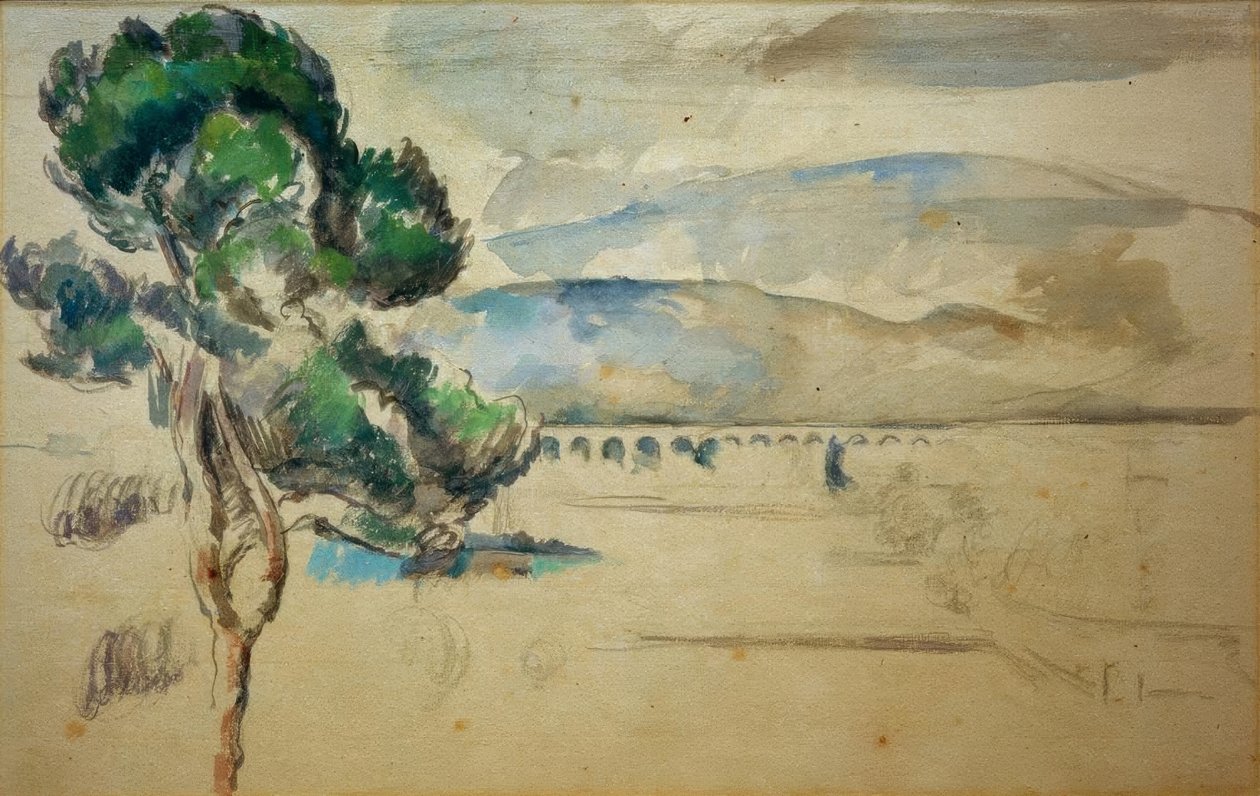 Dolina Łuku z wiaduktem i sosną autorstwa Paul Cézanne