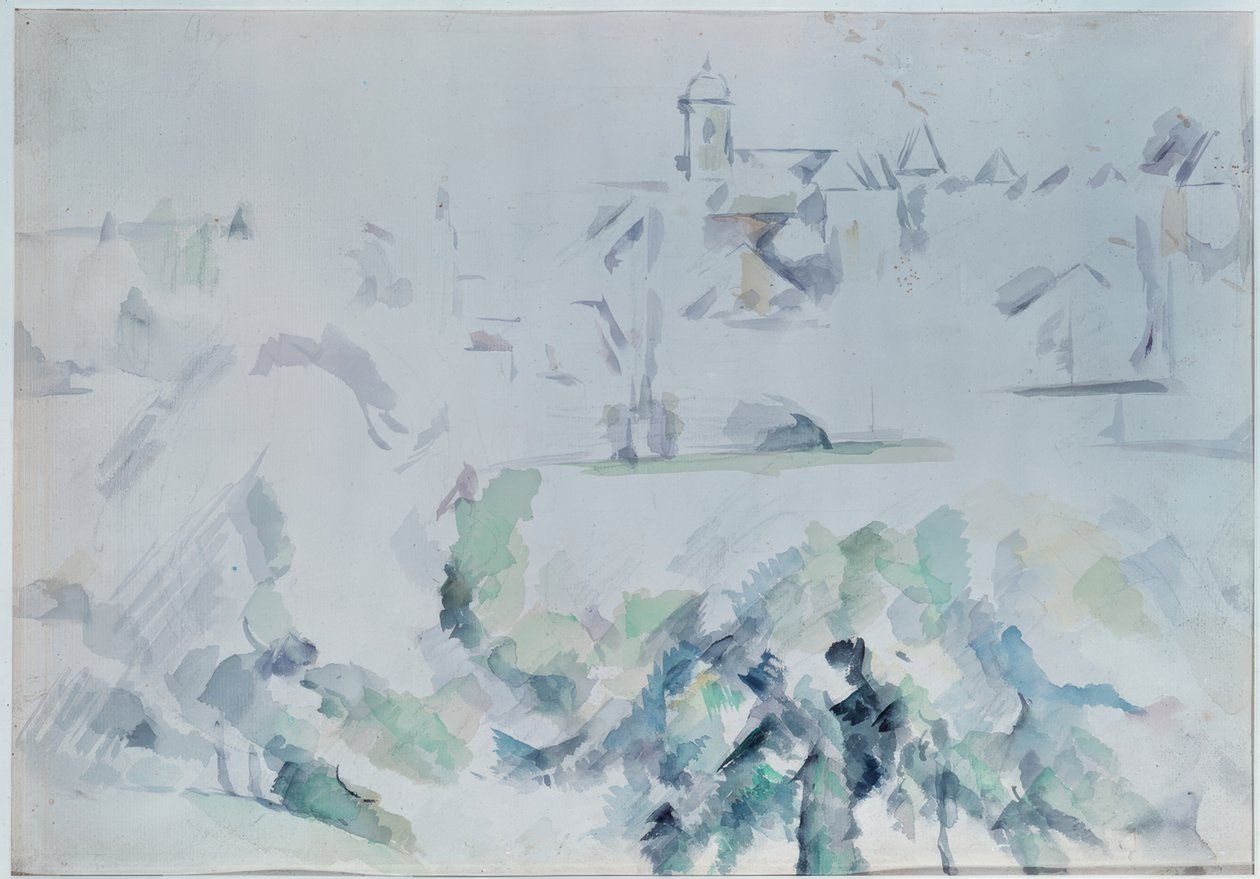 Kościół i drzewa autorstwa Paul Cézanne