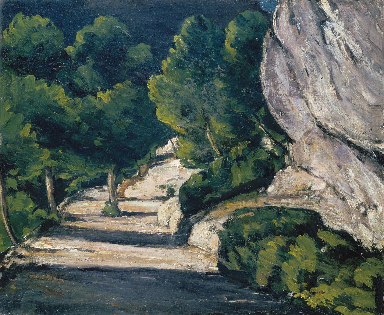 Krajobraz. Droga z drzewami w Górach Skalistych autorstwa Paul Cézanne
