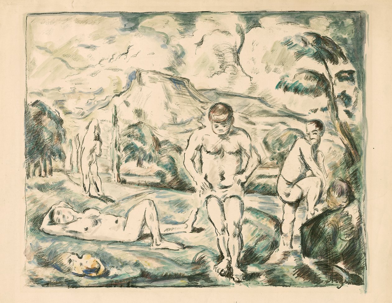 Duże kąpiących się autorstwa Paul Cézanne