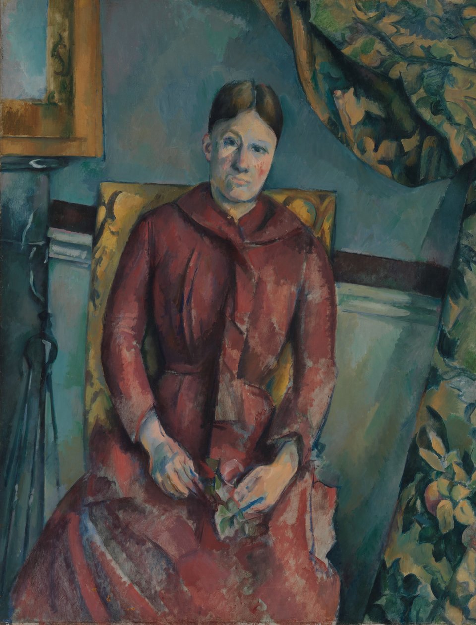 Madame Cézanne Hortense Fiquet, 1850-1922 w czerwonej sukience, 1888-90. autorstwa Paul Cézanne