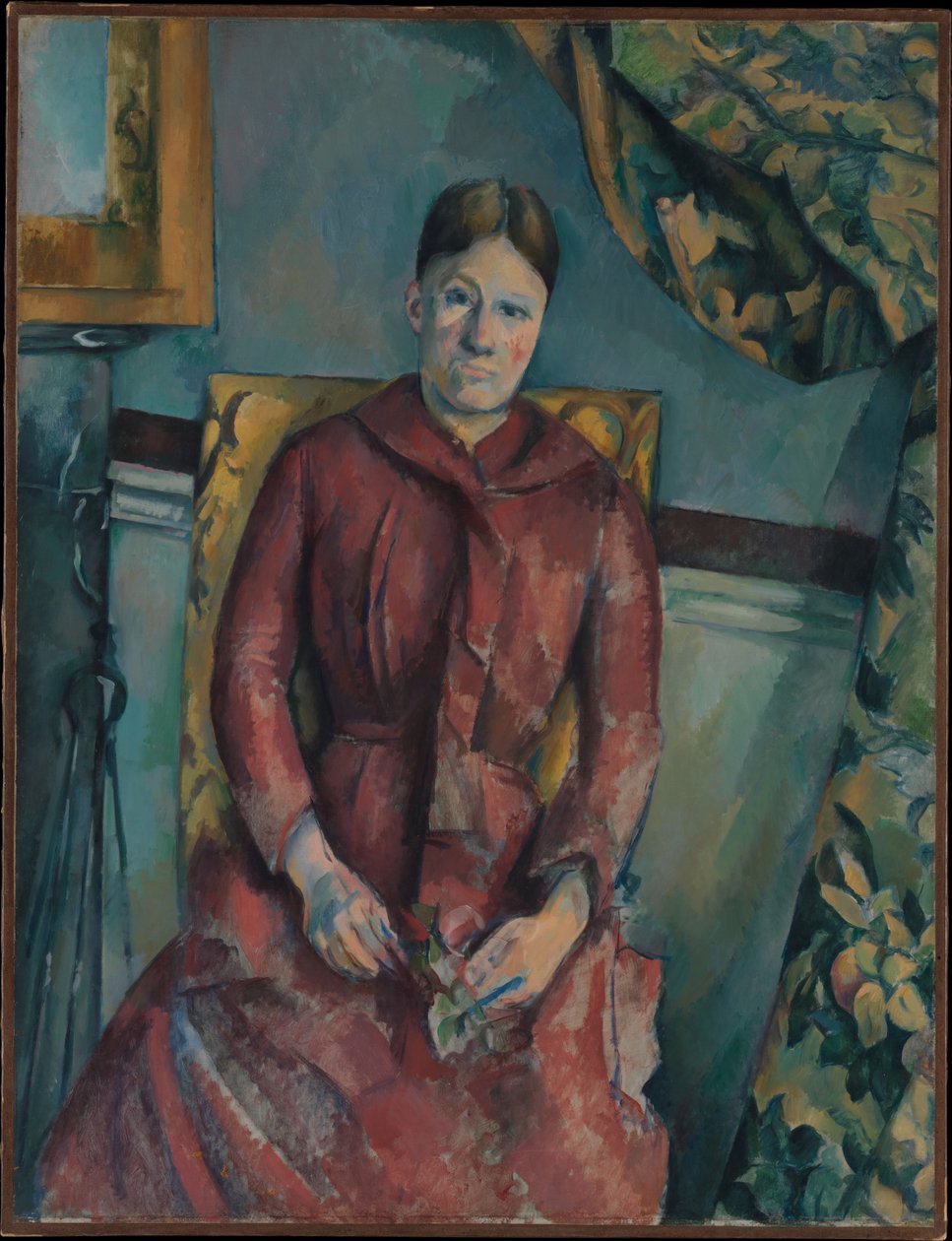 Madame Cézanne w czerwonej sukience autorstwa Paul Cézanne