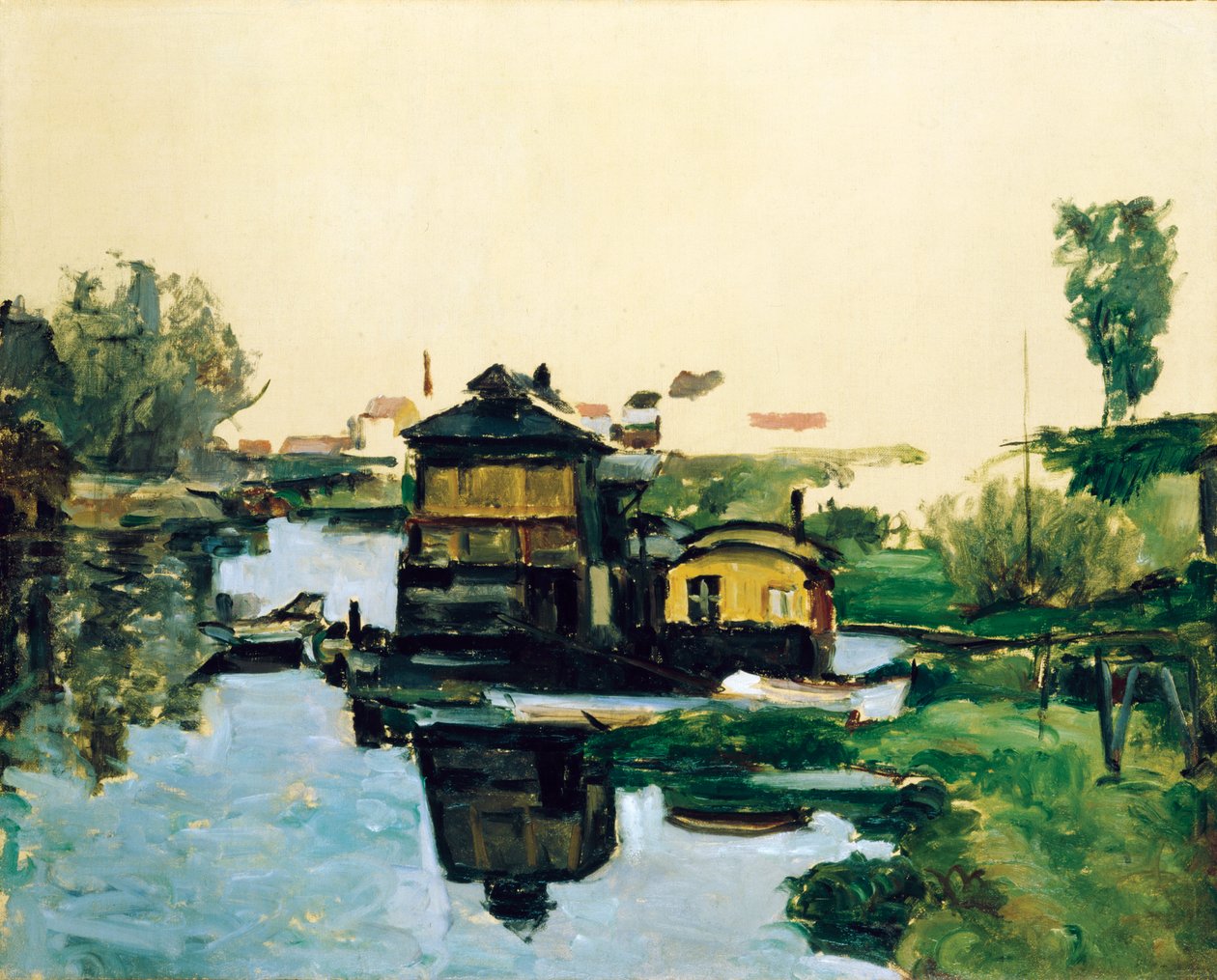 Pływające domy na rzece autorstwa Paul Cézanne