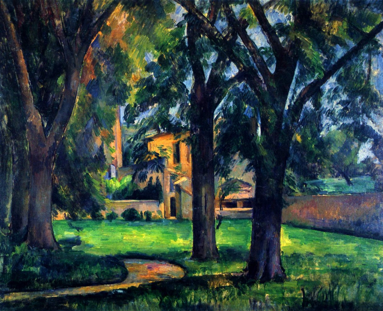 Kasztanowce i farma Jas de Bouffan autorstwa Paul Cézanne