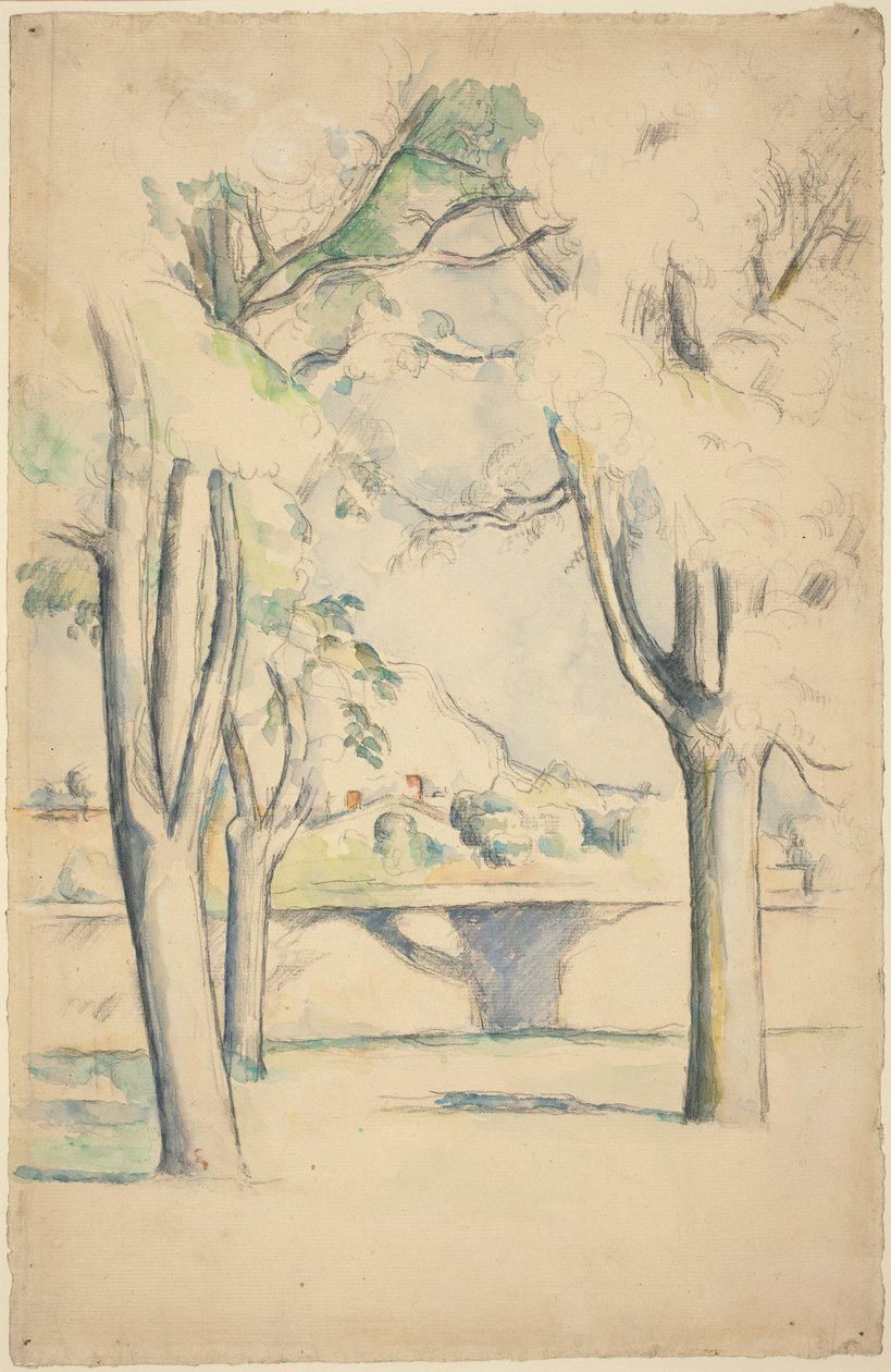 Mont Sainte-Victoire widziany za murem Jas de Bouffan autorstwa Paul Cézanne