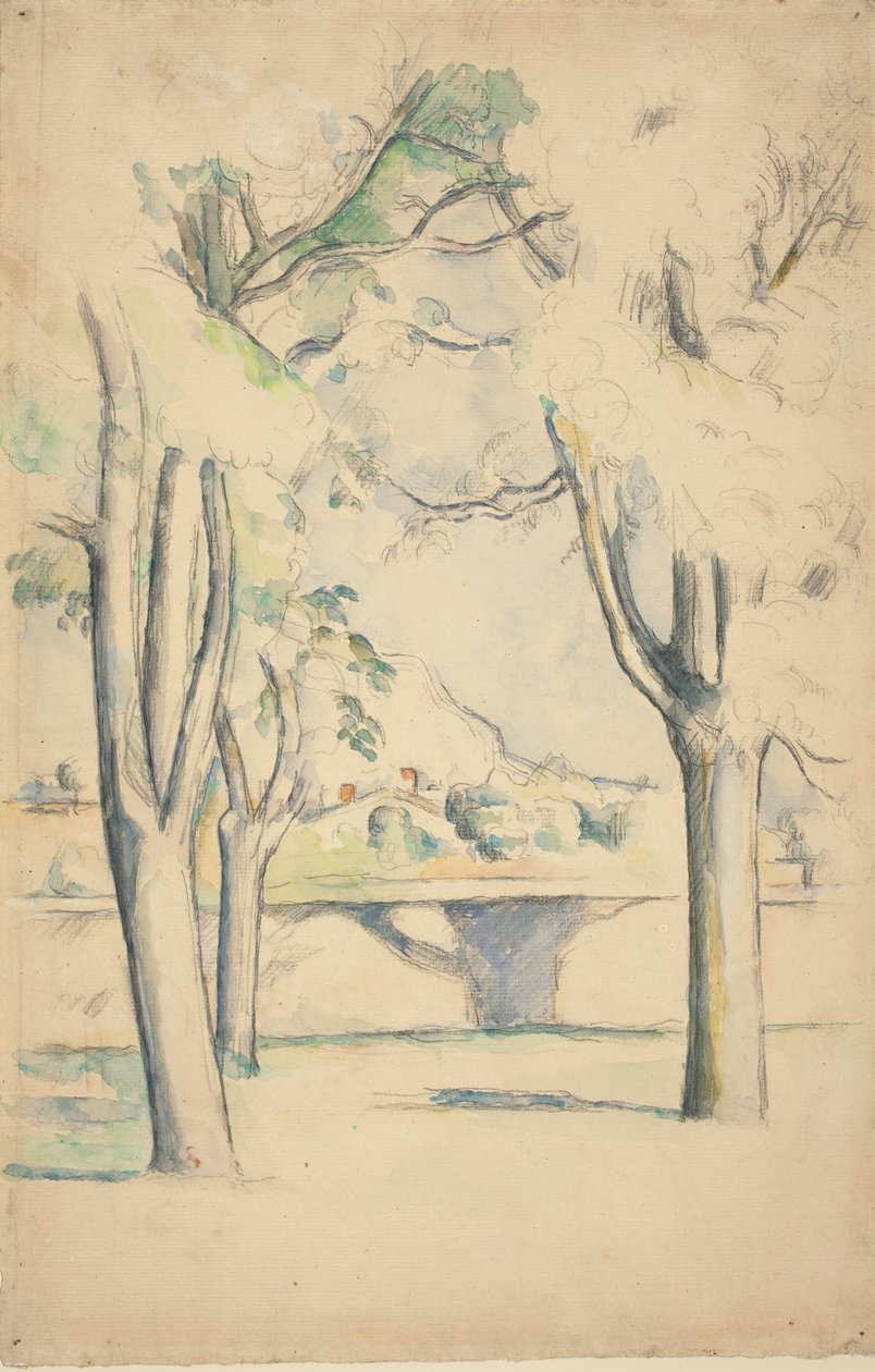Mont Sainte-Victoire Widziany za murem Jas de Bouffan, ok. 1930. 18851888. autorstwa Paul Cézanne