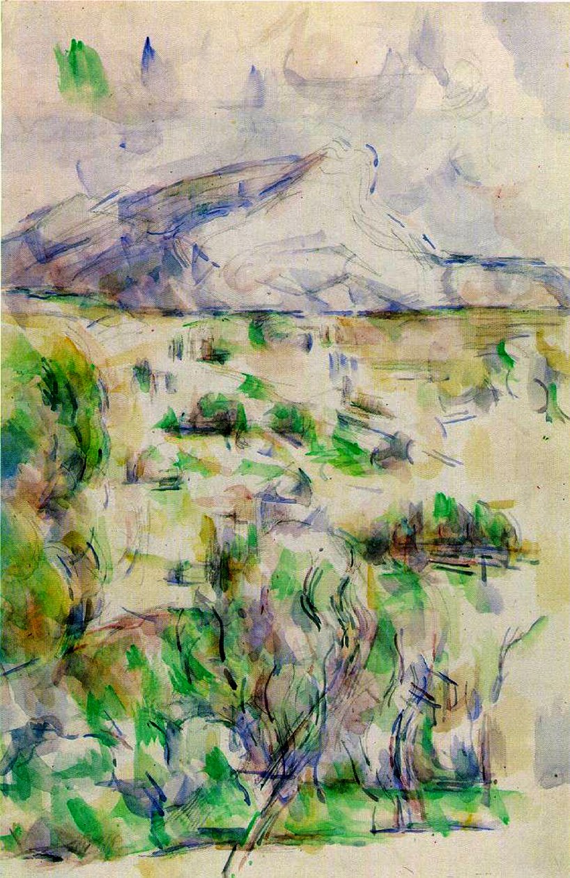 Mont Sainte Victoire z les Lauves, 1902-06 (wc i ołówek na papierze) autorstwa Paul Cézanne