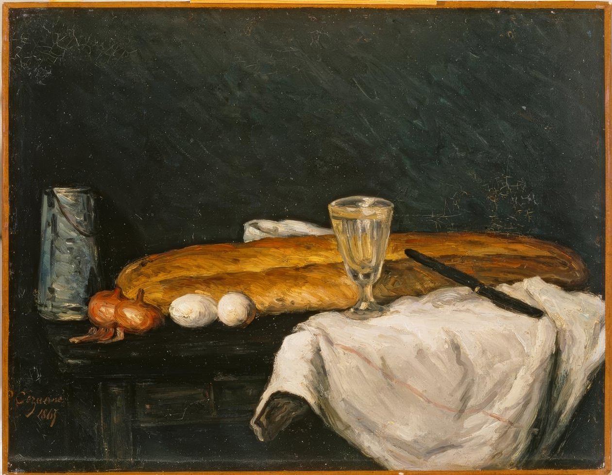Martwa natura: chleb i jajka autorstwa Paul Cézanne