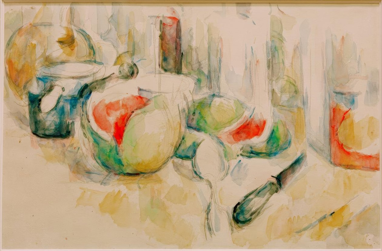 Martwa natura z posiekanym arbuzem autorstwa Paul Cézanne