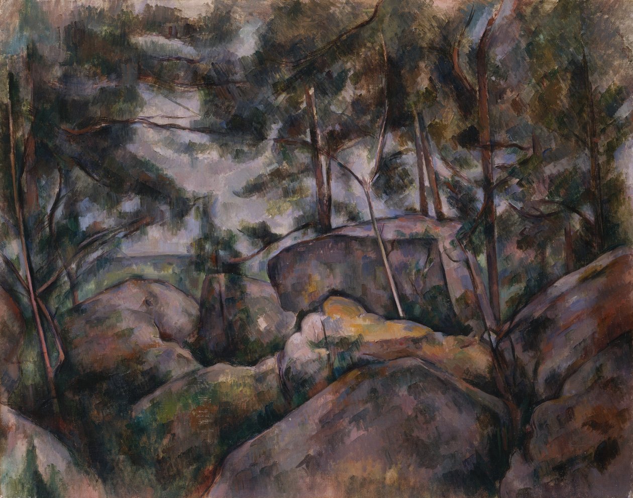 Skały w lesie, lata 90. XIX wieku. autorstwa Paul Cézanne