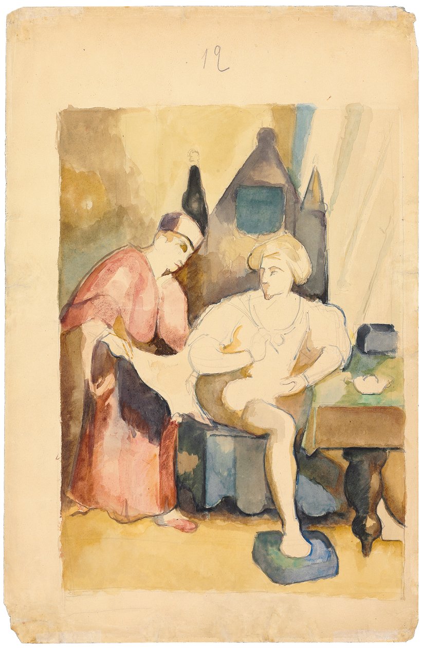 Scena przedstawiająca romantyczną historię; Scena Illustrant un Recit Romantique, ok. 1875-1885 autorstwa Paul Cézanne