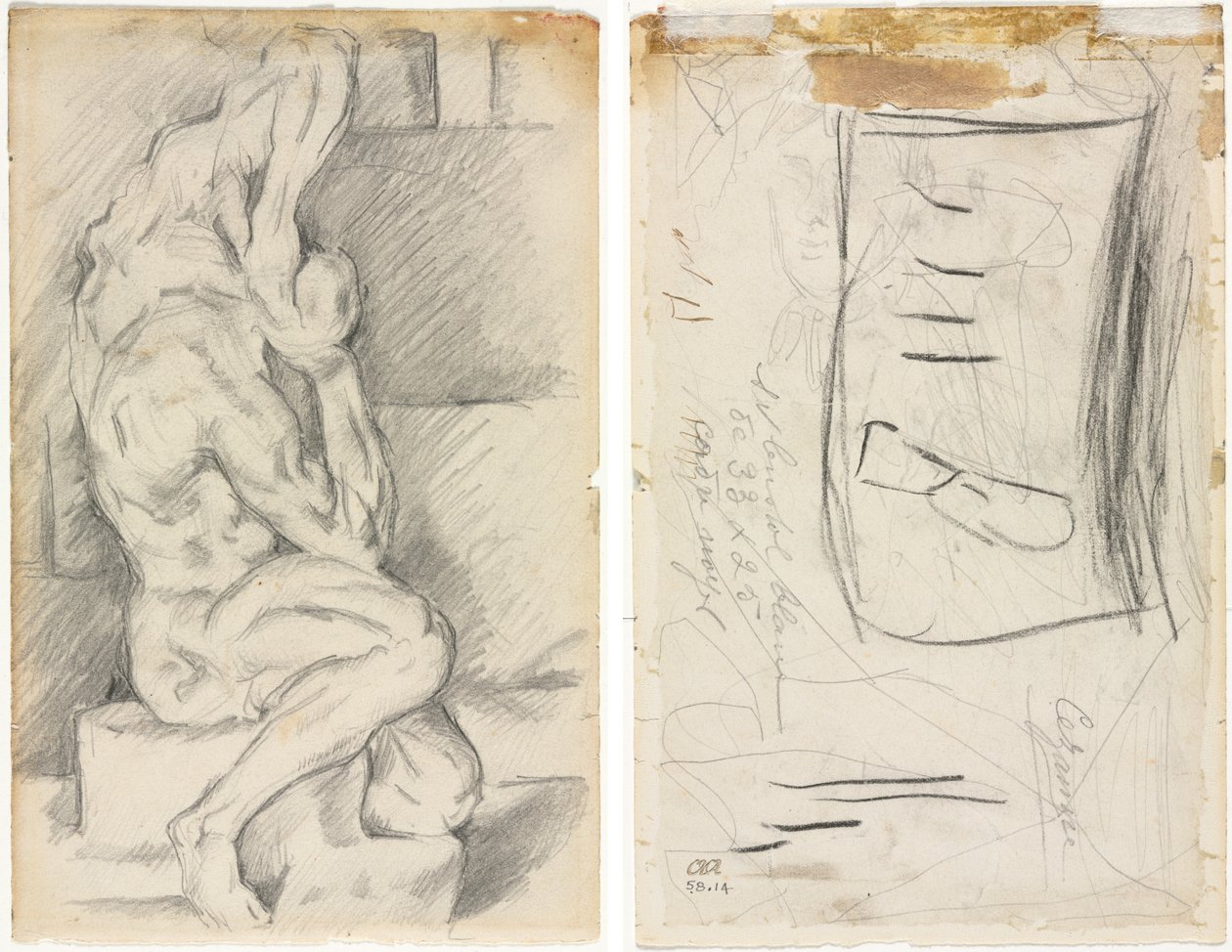 Szkic rzeźby anatomicznej (recto) Szkic Madame Cézanne (verso) autorstwa Paul Cézanne
