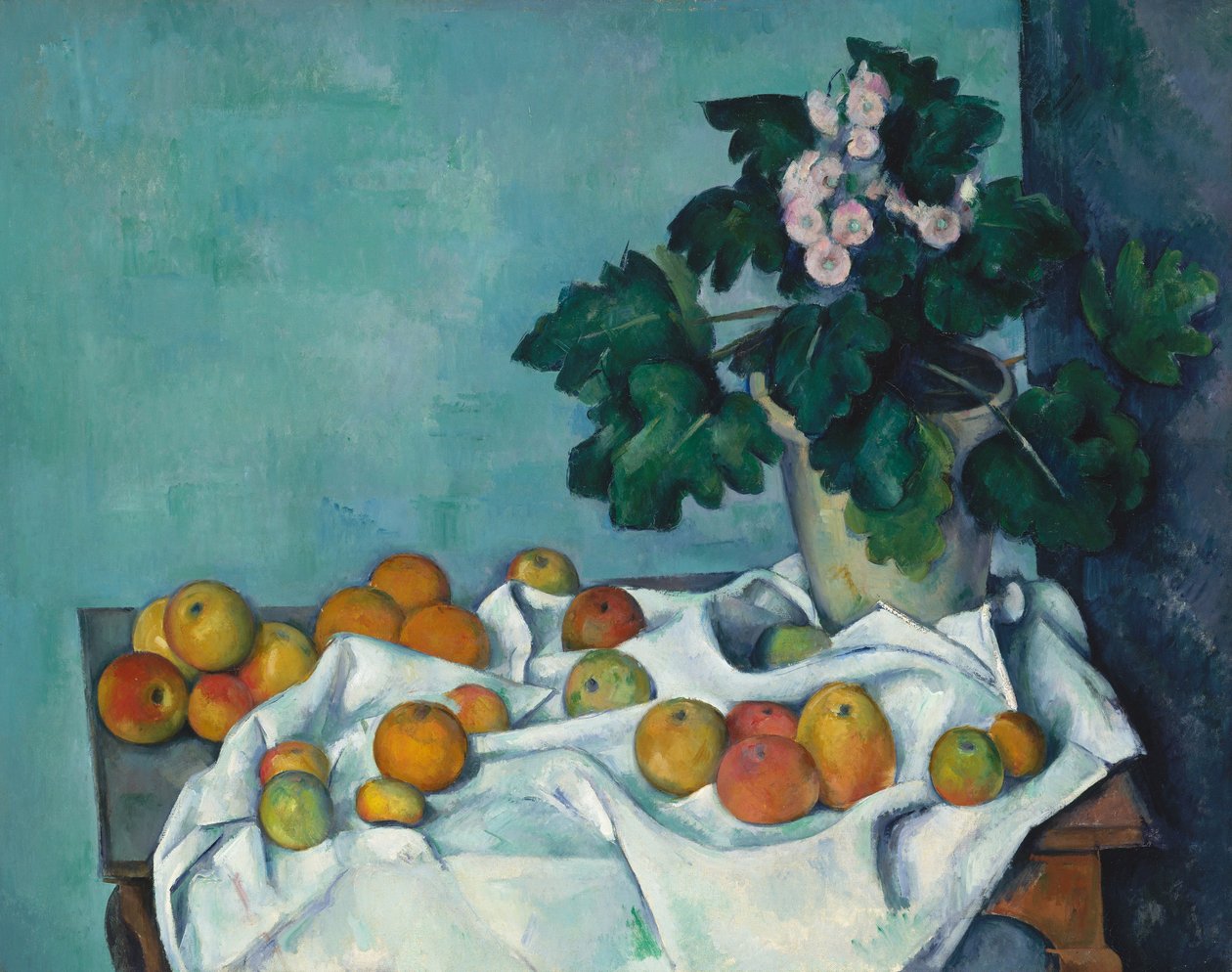 Martwa natura z jabłkami i garnkiem pierwiosnków, ok. 1890 autorstwa Paul Cézanne