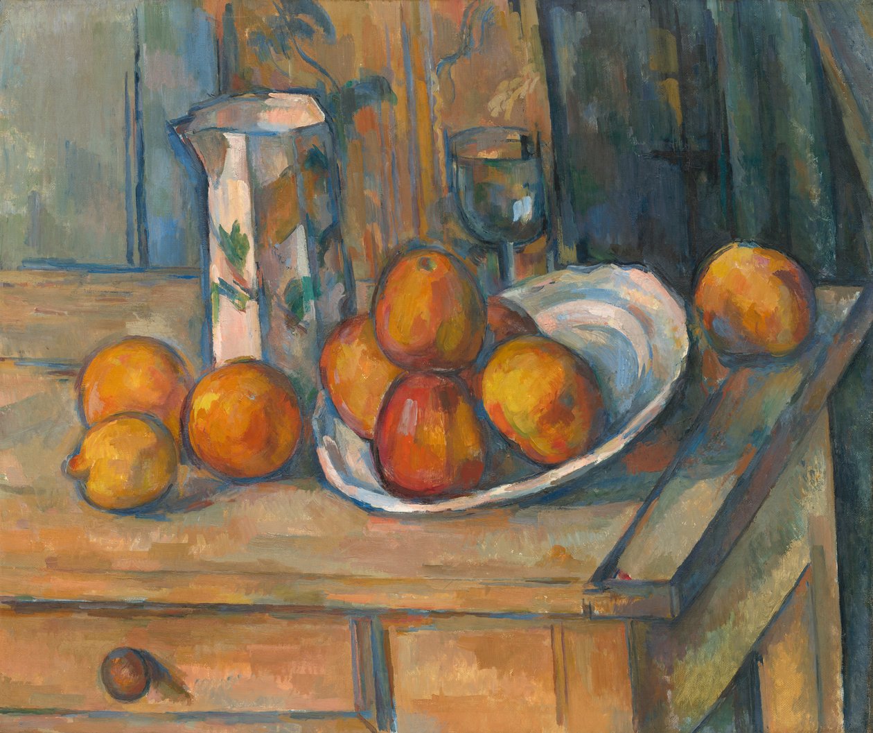 Martwa natura z dzbanem na mleko i owocami 1900. autorstwa Paul Cézanne