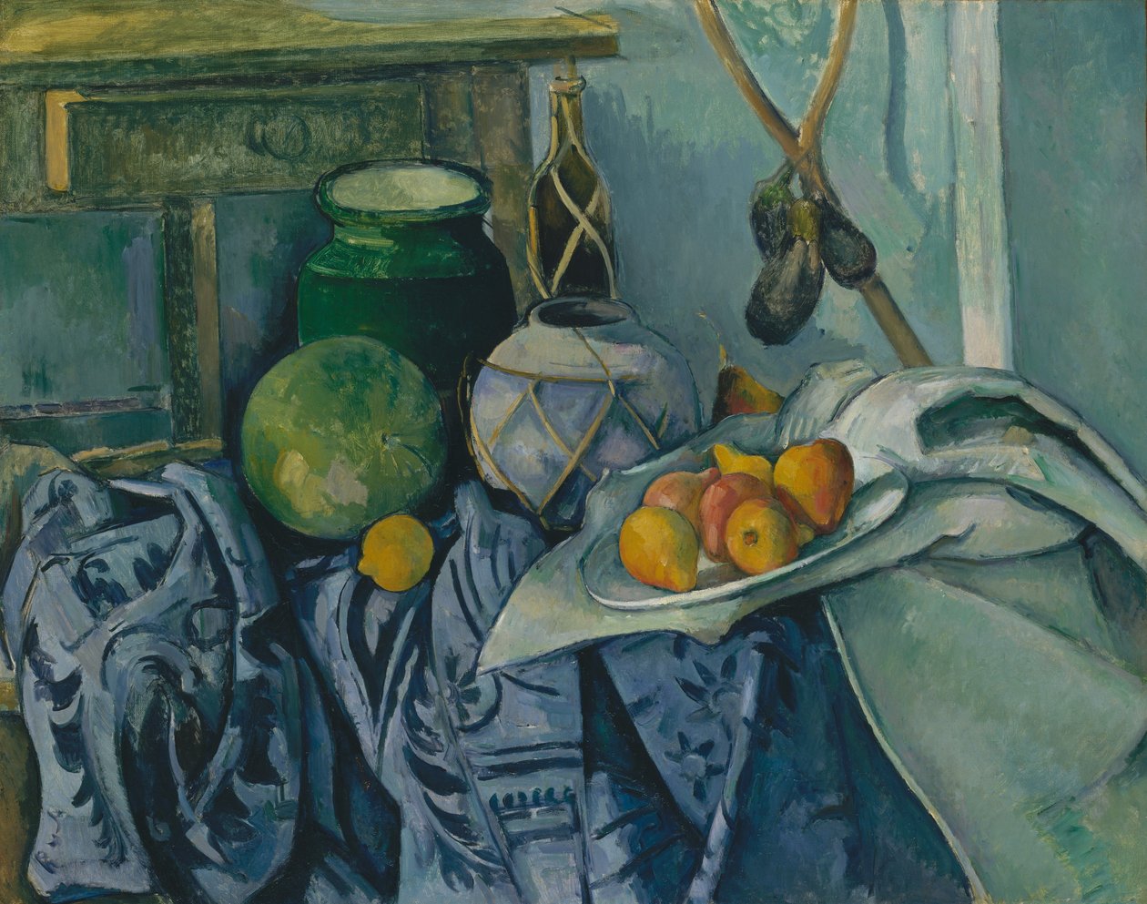 Martwa natura ze słoikiem imbiru i bakłażanem, 1893-94. autorstwa Paul Cézanne
