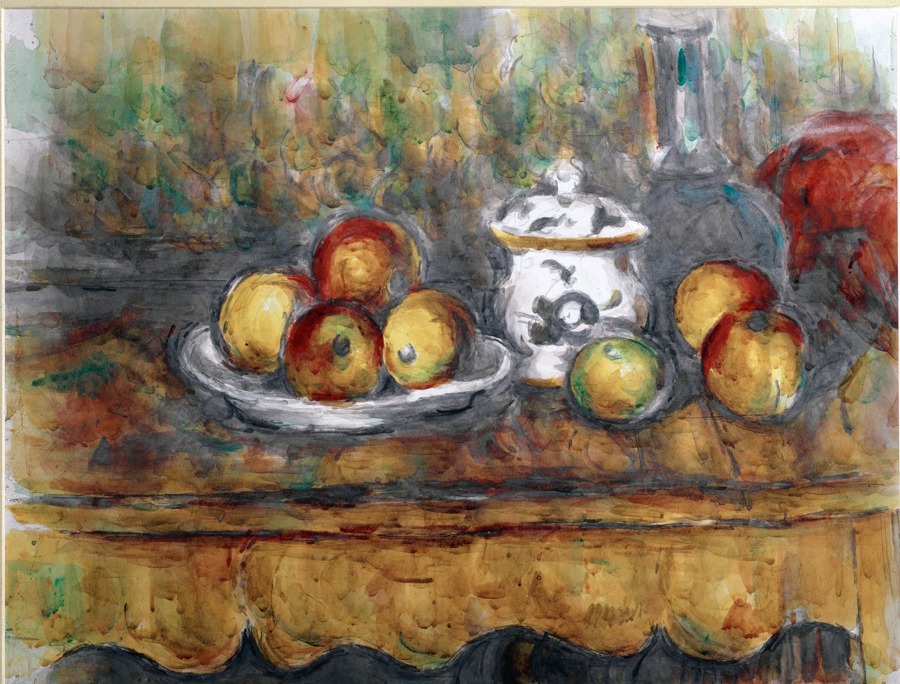 Martwa natura niebieska butelka Akwarela autorstwa Paula Cezanne