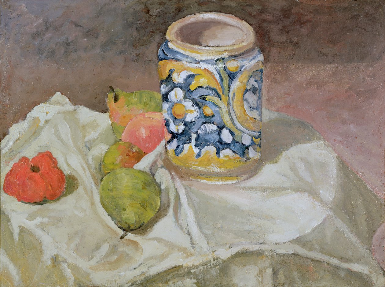 Martwa natura z włoskim ceramicznym słoikiem autorstwa Paul Cézanne