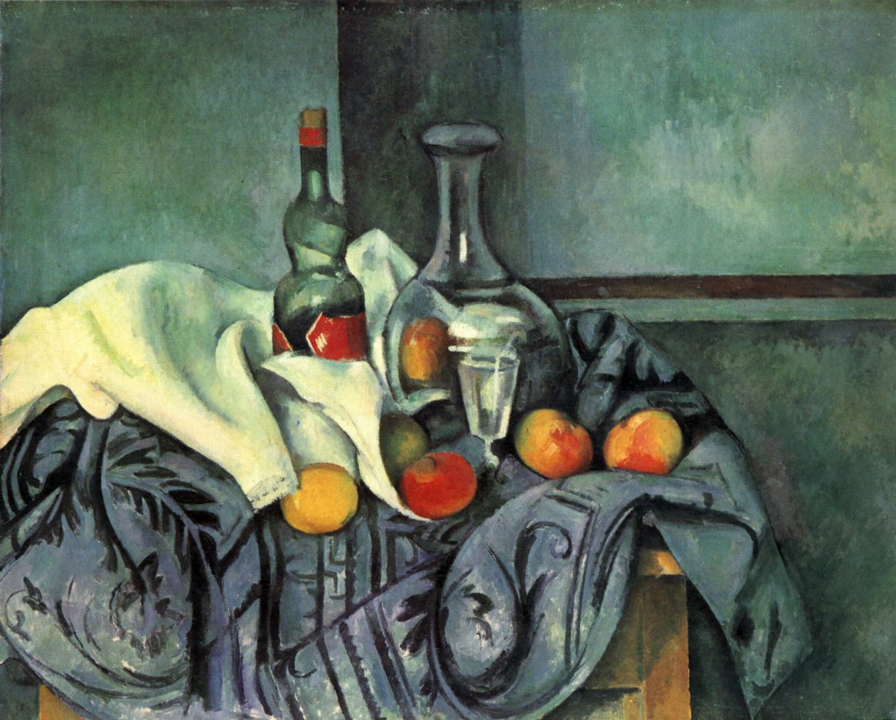 Martwa natura, butelka mięty pieprzowej autorstwa Paul Cézanne