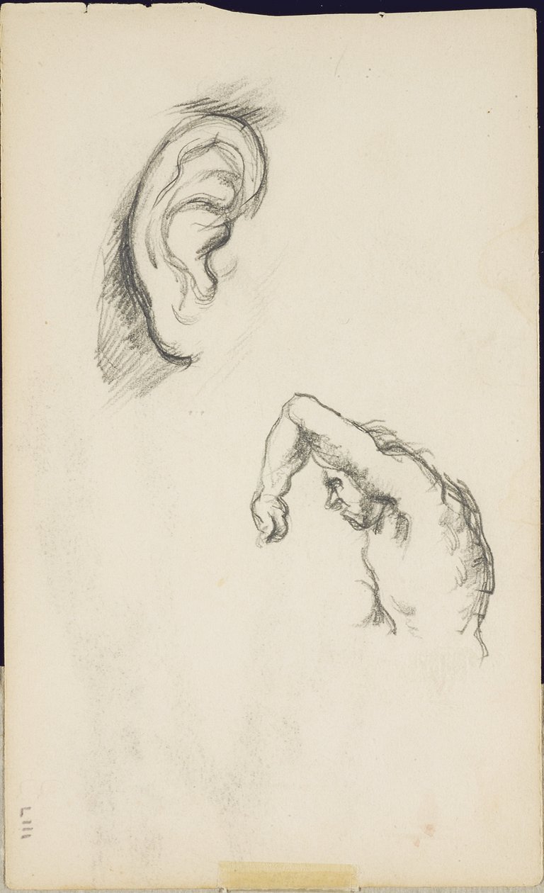Studia wg Luki Signorelli: ucho i postać mężczyzny, ok. 1877-80 autorstwa Paul Cézanne