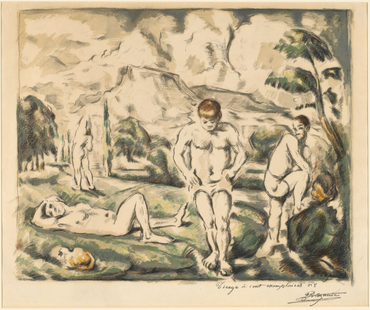Kąpiący się (duży talerz) autorstwa Paul Cézanne