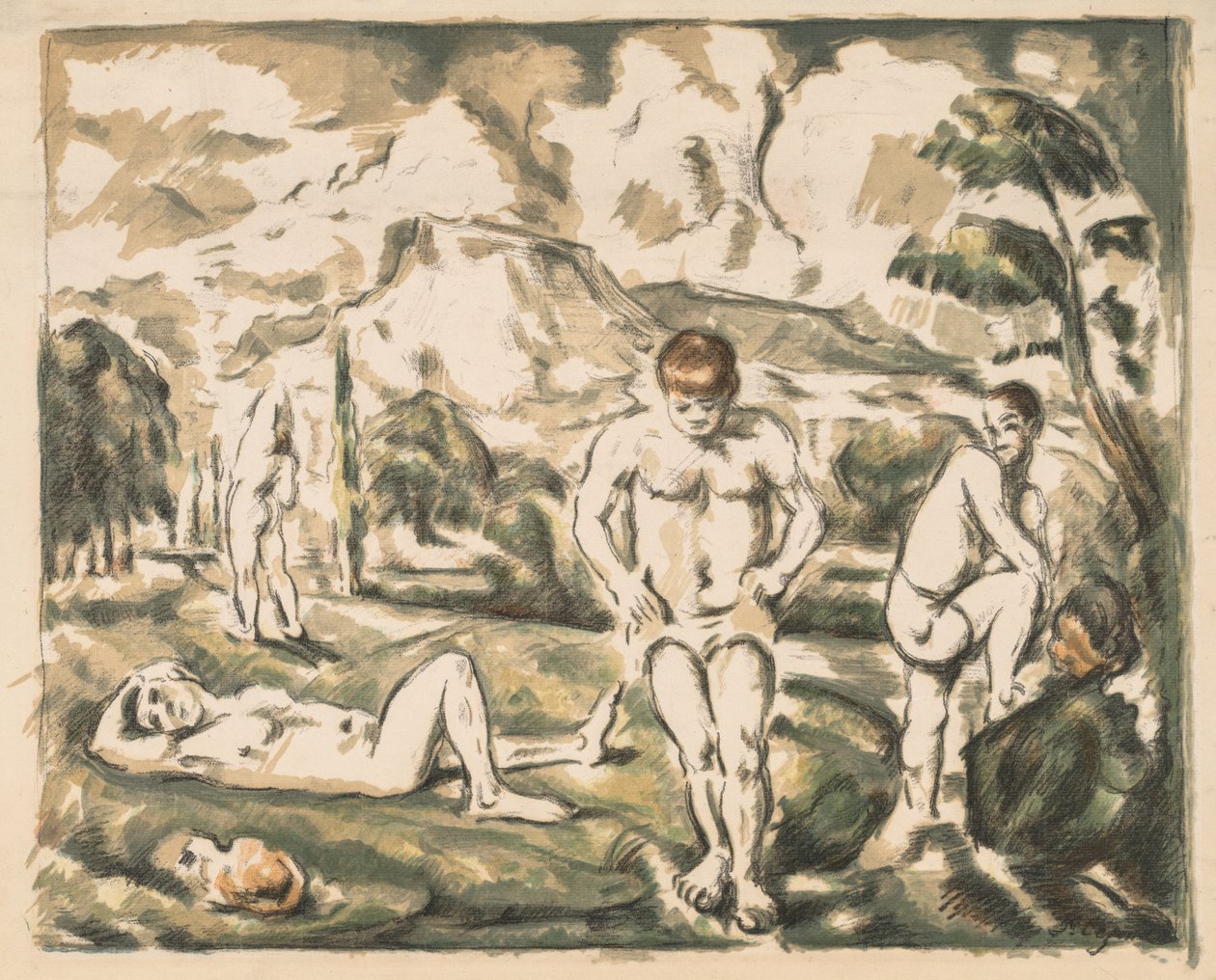 Kąpiący się (duży talerz) autorstwa Paul Cézanne