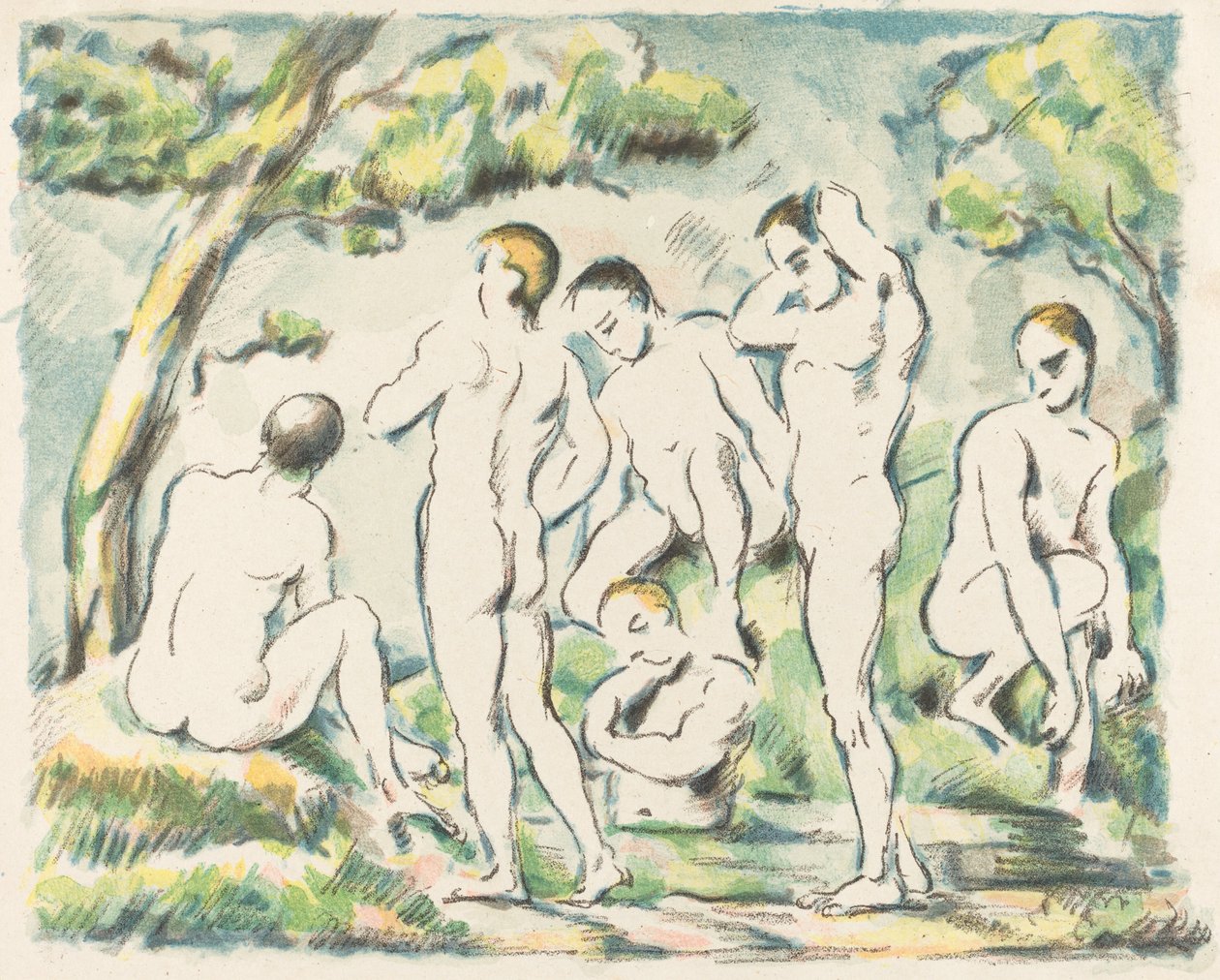 Kąpiący się (mały talerz) autorstwa Paul Cézanne