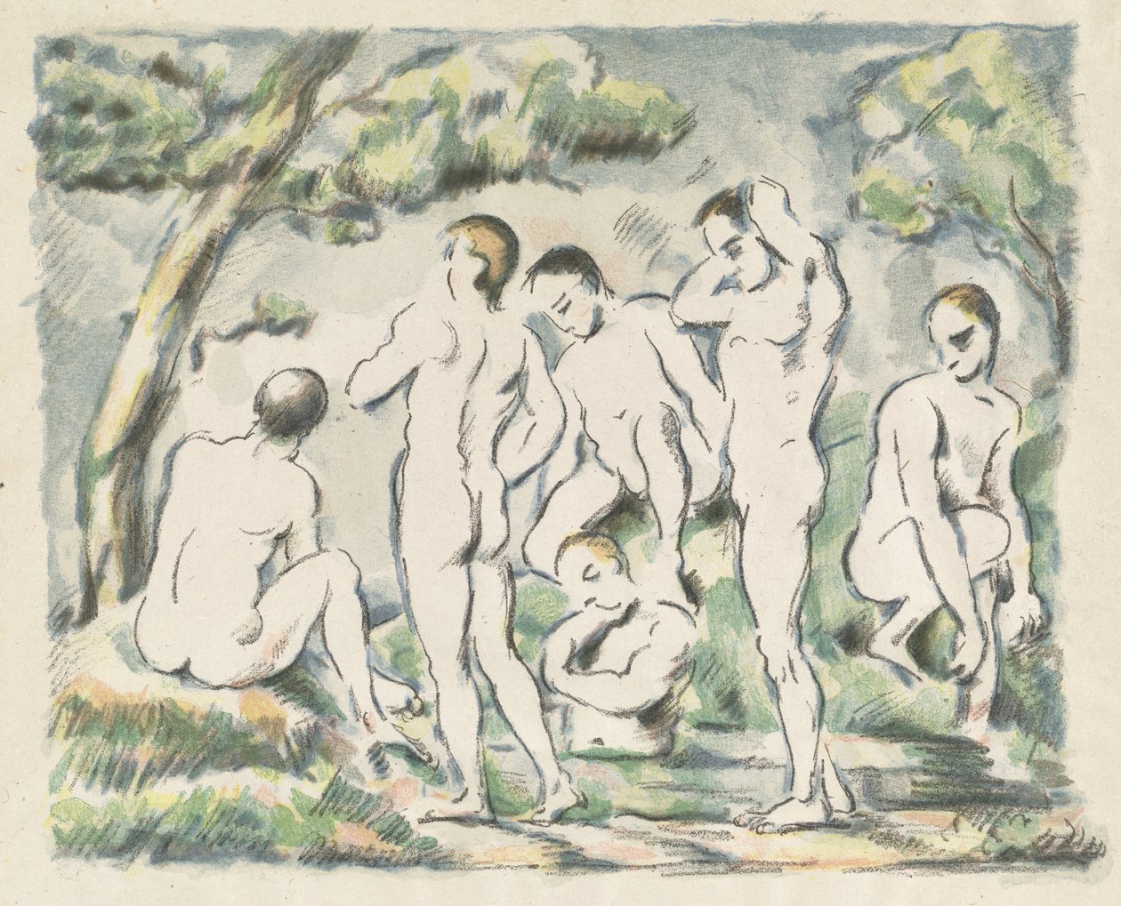Kąpiący się (mały talerz) autorstwa Paul Cézanne