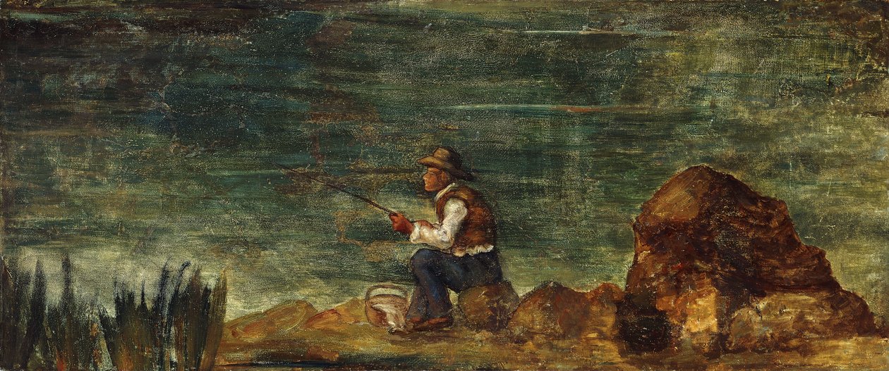 Rybak na skale; Rybak na skale, 1862-1864 autorstwa Paul Cézanne