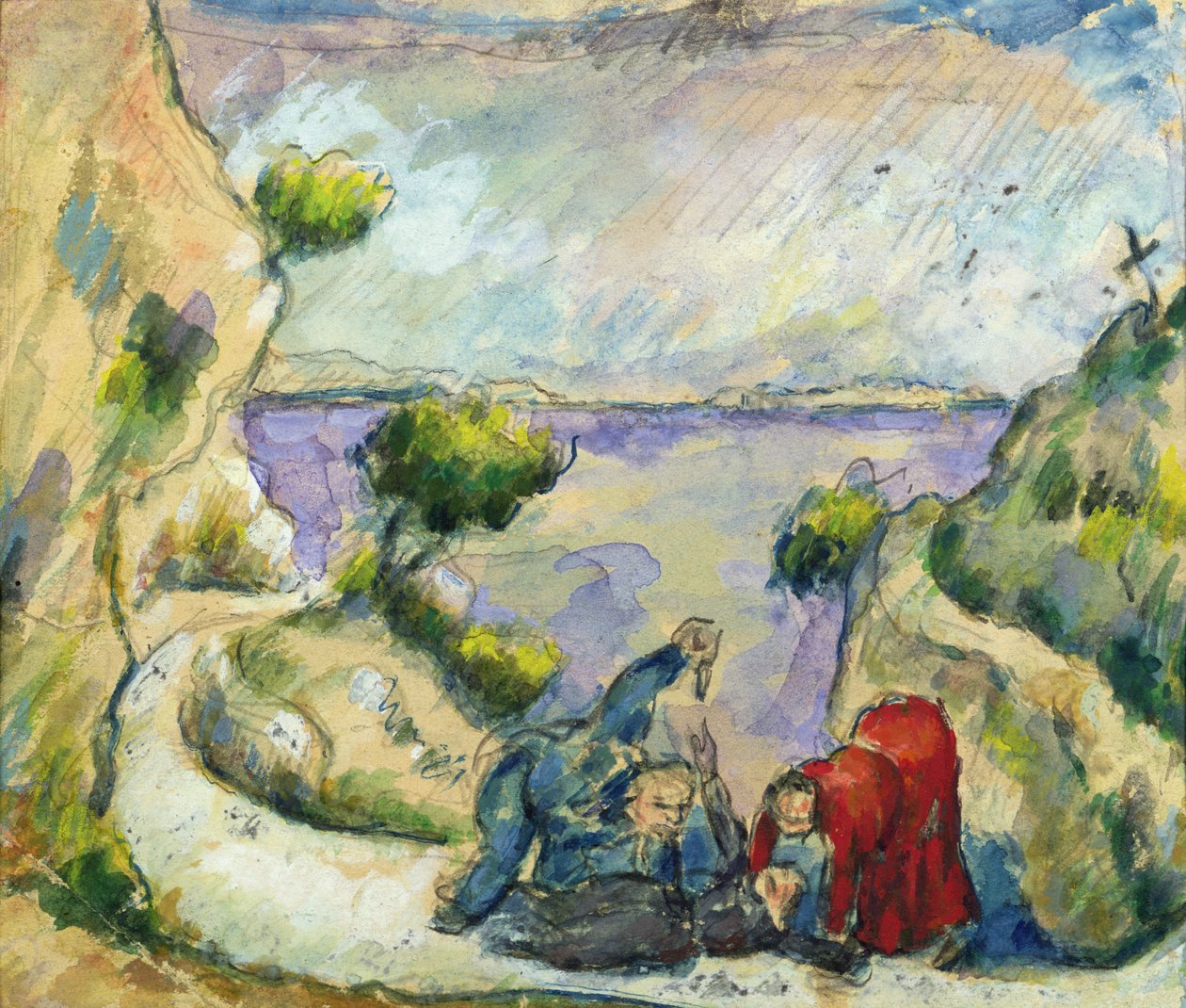 Morderstwo, ok. 1867-70 (akwarela i gwasz na papierze) autorstwa Paul Cézanne