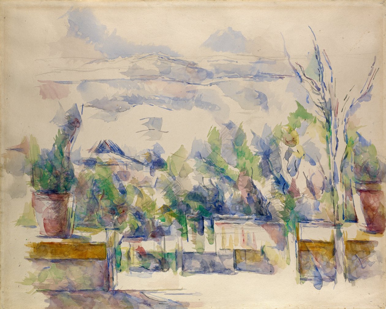 Taras w ogrodzie w Les Lauves autorstwa Paul Cézanne