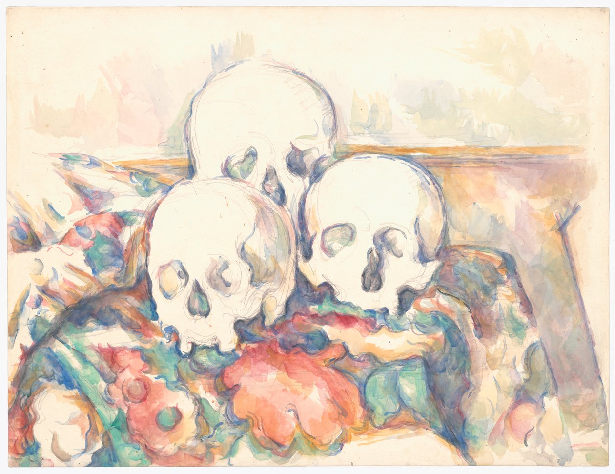 Trzy czaszki autorstwa Paul Cézanne